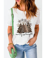 Leopard Print Christmas Tree Graphic Tee for Women - 2XL - Extra Image