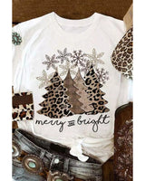 Leopard Print Christmas Tree Graphic Tee for Women - 2XL - Extra Image