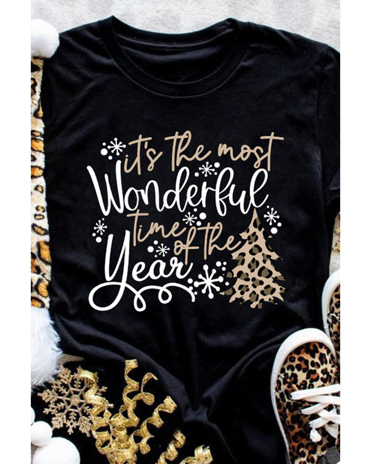 Azura Exchange Holiday Leopard Print Tee - 2XL