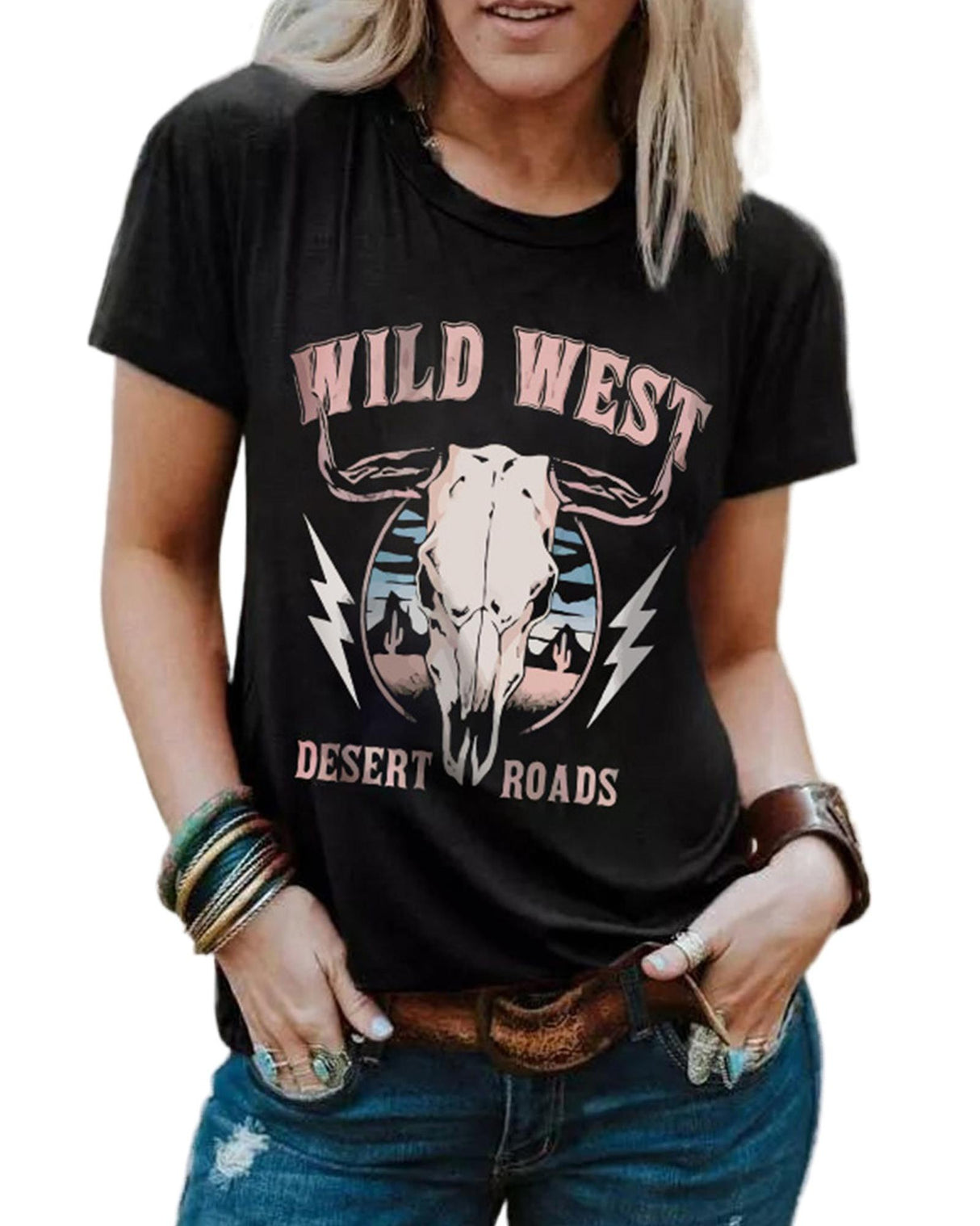 Azura Exchange Desert Roads Bull Skull Graphic T-Shirt - Extra Large