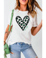 Lucky Leopard Heart Print St. Patrick's Day T-Shirt - 2XL - Extra Image