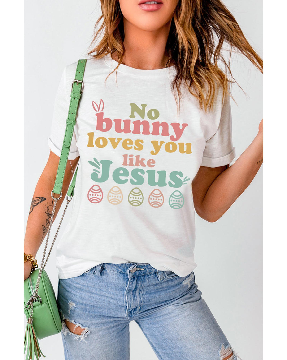 No Bunny Loves You Like Jesus Easter T-Shirt for Women - L