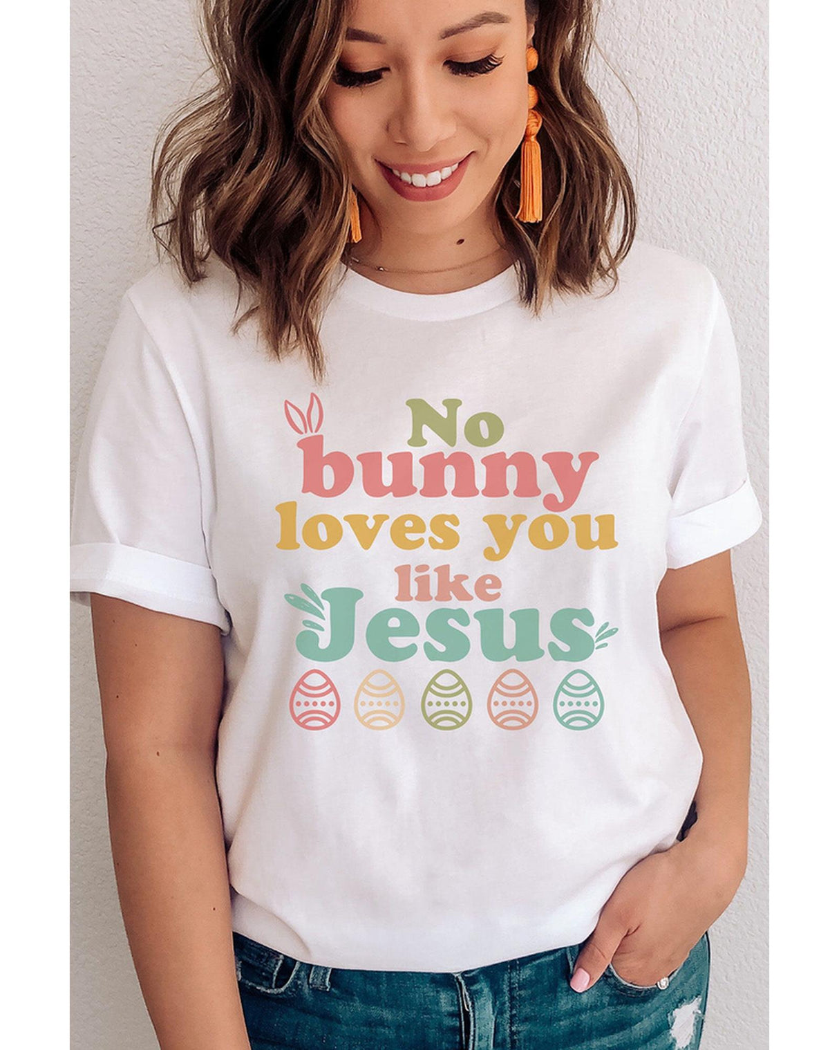 No Bunny Loves You Like Jesus Easter T-Shirt for Women - L