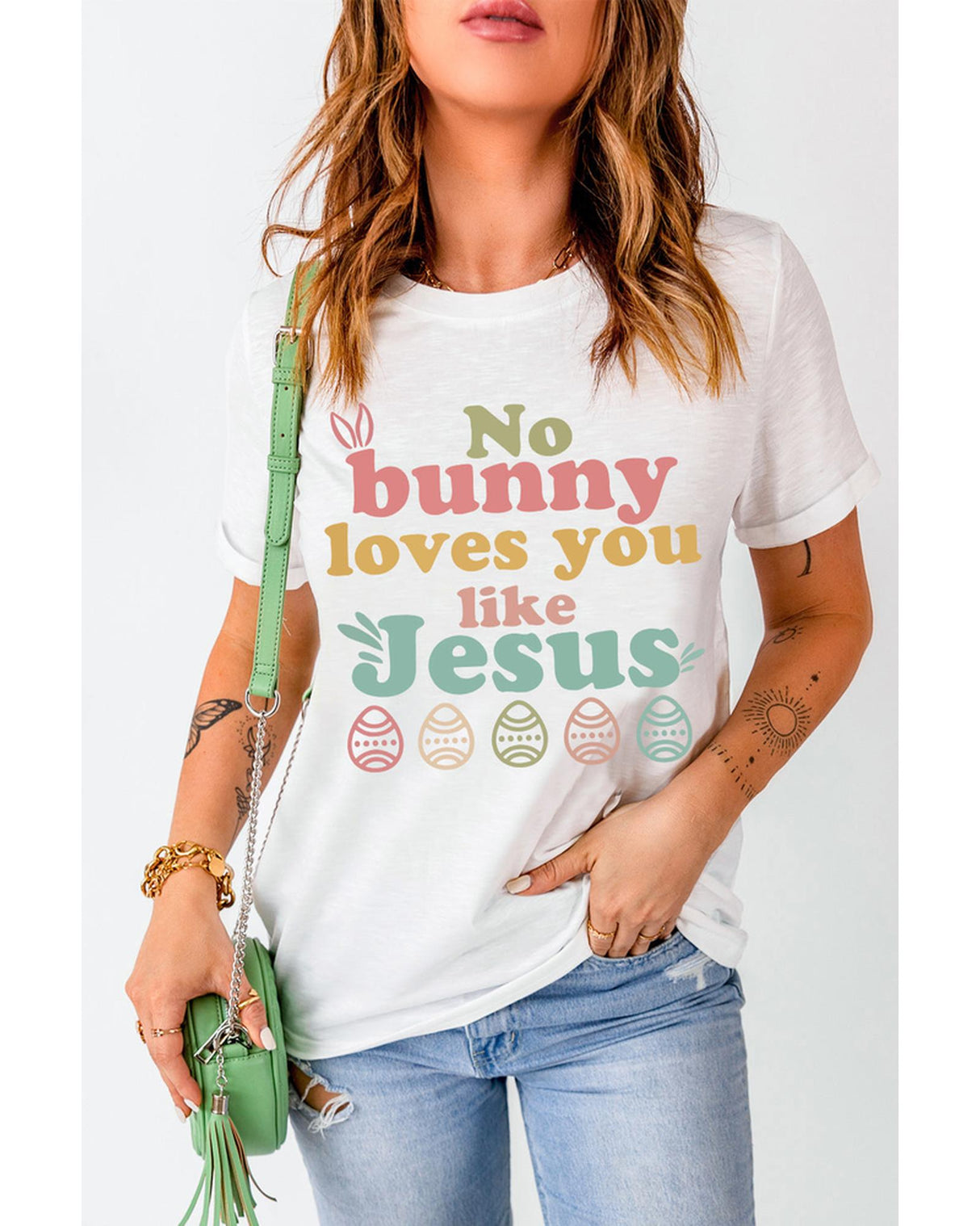 No Bunny Loves You Like Jesus Easter T-Shirt for Women - L