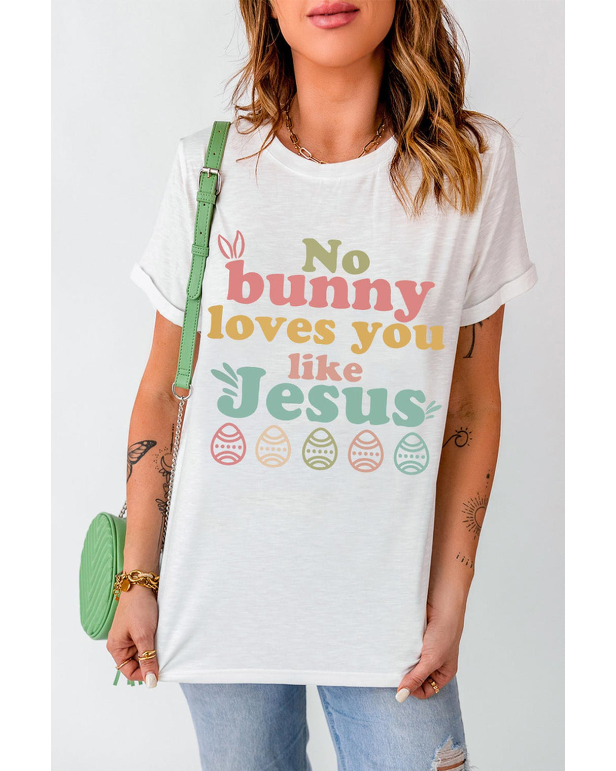 No Bunny Loves You Like Jesus Easter T-Shirt for Women - L