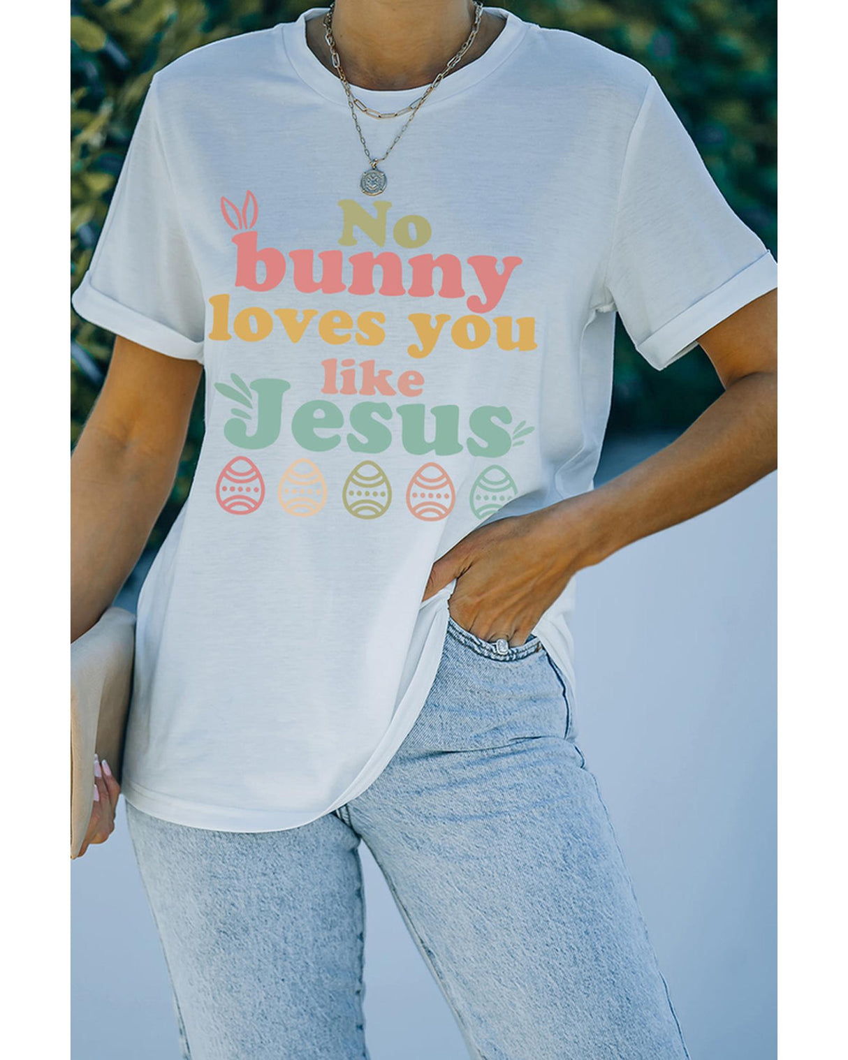 No Bunny Loves You Like Jesus Easter T-Shirt for Women - L