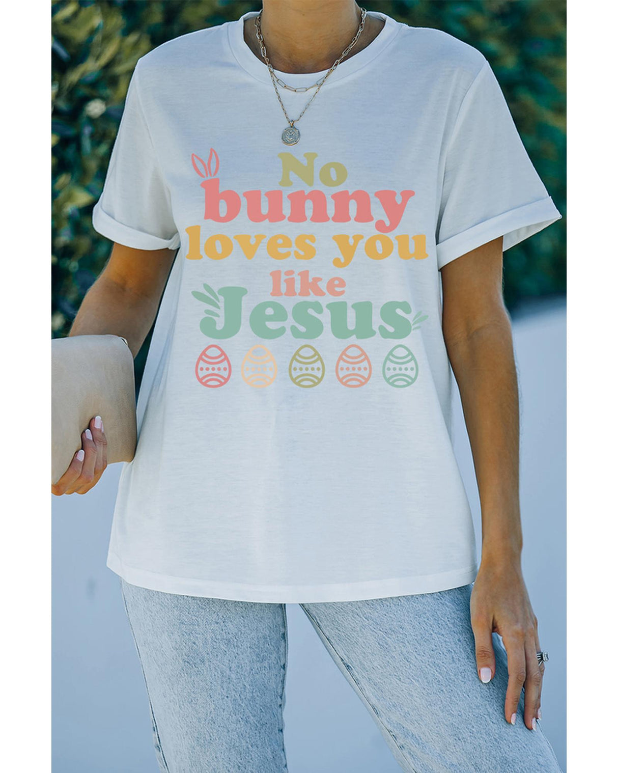 No Bunny Loves You Like Jesus Easter T-Shirt for Women - L