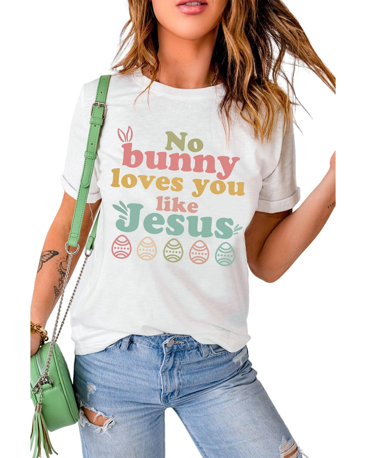 No Bunny Loves You Like Jesus Easter T-Shirt for Women - L