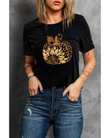 Spooky Sunflower Pumpkin Graphic Tee - M