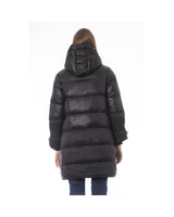 Baldinini Trend Women's Monogram Black Nylon Long Down Coat - Size M