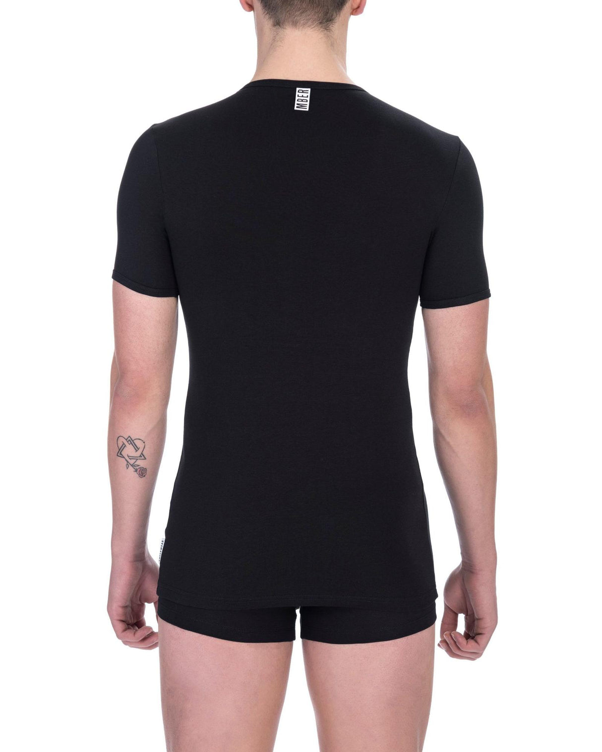 Bikkembergs Men's V-Neck Black Cotton Tee - Size S