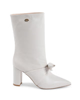 Pointed Toe Bow Boot with Gold Logo Detail - 39 EU