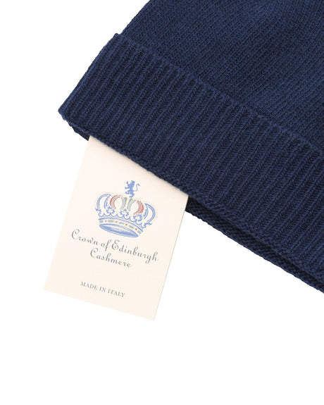 Edinburgh Crown Women’s Classic Cashmere Beanie in Blue - One Size