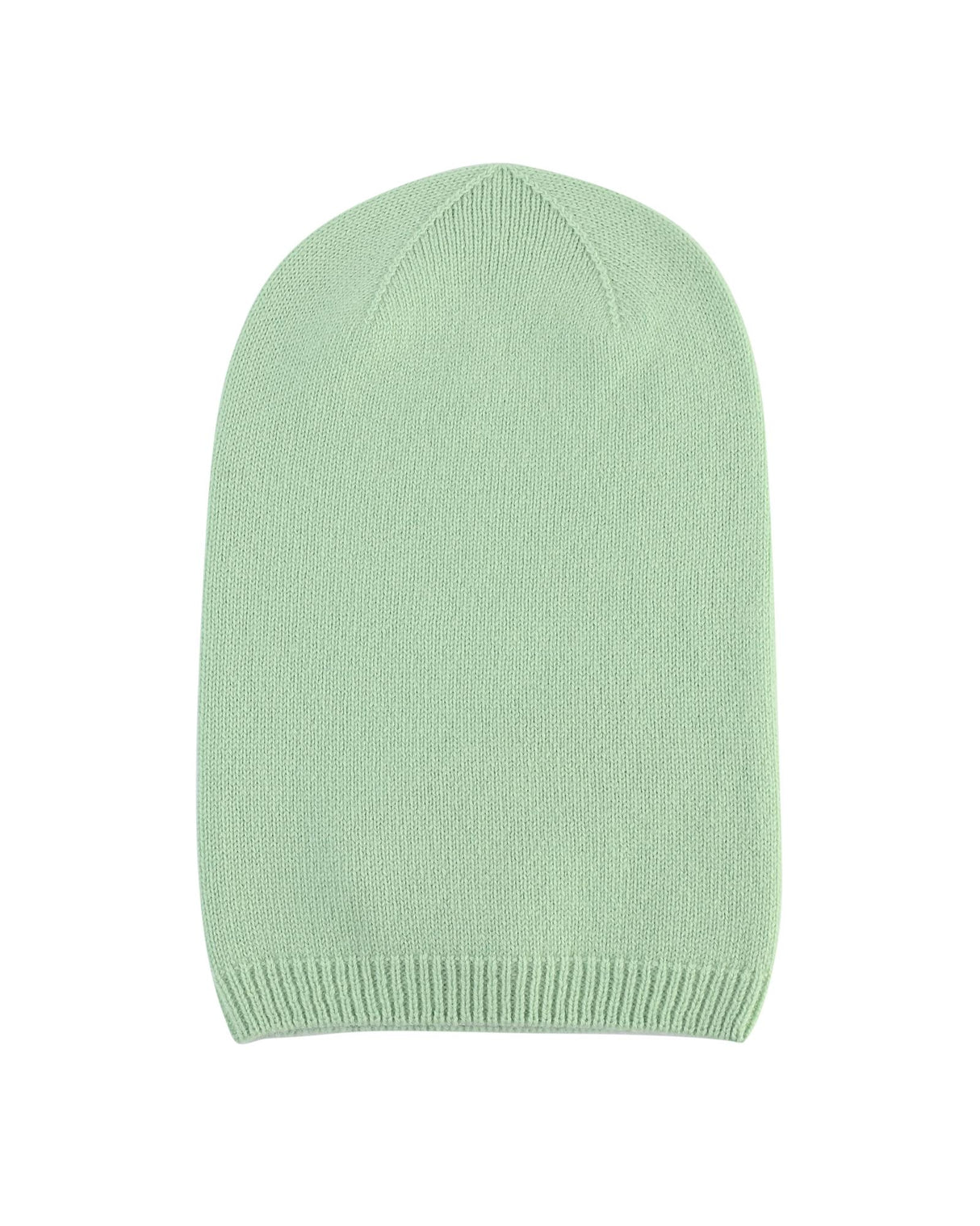 Light Green Cashmere Blend Women's Slouchy Beanie - One Size, Made in Italy