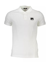 Cavalli Class Men's Regular Fit White Cotton Polo Shirt - M