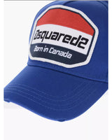 Dsquared2 Blue Logo Patch Visor Cap for Men with Adjustable Fit