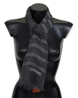 Missoni Unisex Gray Wool Striped Scarf with Fringes - One Size