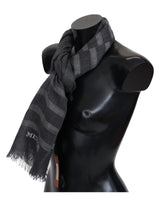 Missoni Unisex Gray Wool Striped Scarf with Fringes - One Size