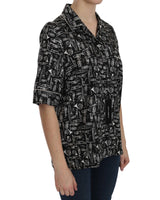 Dolce & Gabbana Silk Musical Instrument Print Collared Blouse for Women