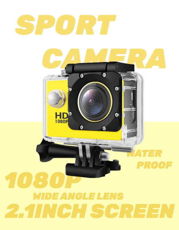 4K HD Yellow Waterproof Action Camera with 140° Wide Angle and WiFi Connectivity