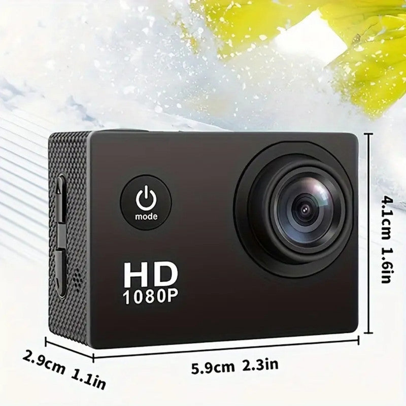 4K HD Yellow Waterproof Action Camera with 140° Wide Angle and WiFi Connectivity