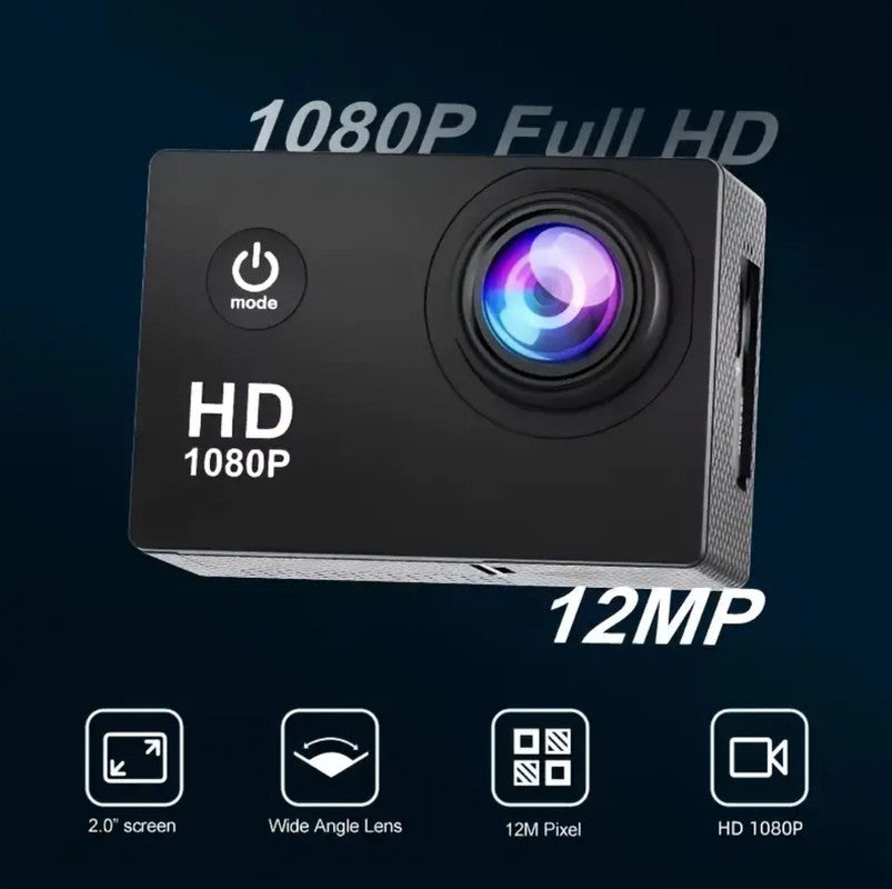 4K HD Yellow Waterproof Action Camera with 140° Wide Angle and WiFi Connectivity