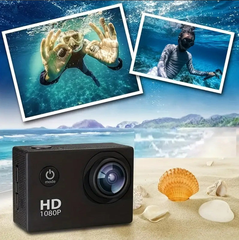 4K HD Yellow Waterproof Action Camera with 140° Wide Angle and WiFi Connectivity