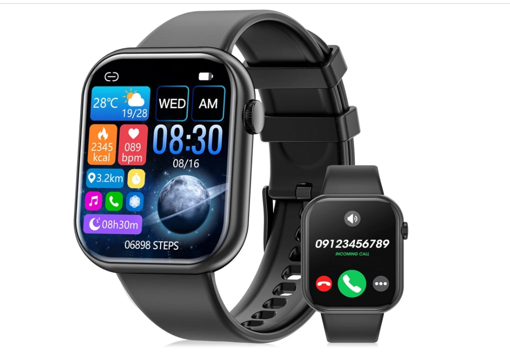 Smart Watch  44mm  Bluetooth call Screen True Multidial Blood Oxygen Game Sports Mode Pro FOR IOS and Android Black with 2 straps