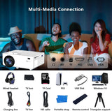 Mini Projector 10000Lumens Portable Video-Projector, 1080P Home Theater Movie Projector Supported - 45-Degree Angle