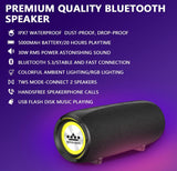 Royqueen 30W Waterproof Bluetooth Speaker with Deep Bass, True Wireless Stereo, and Built-in Mic for Indoor and Outdoor Use