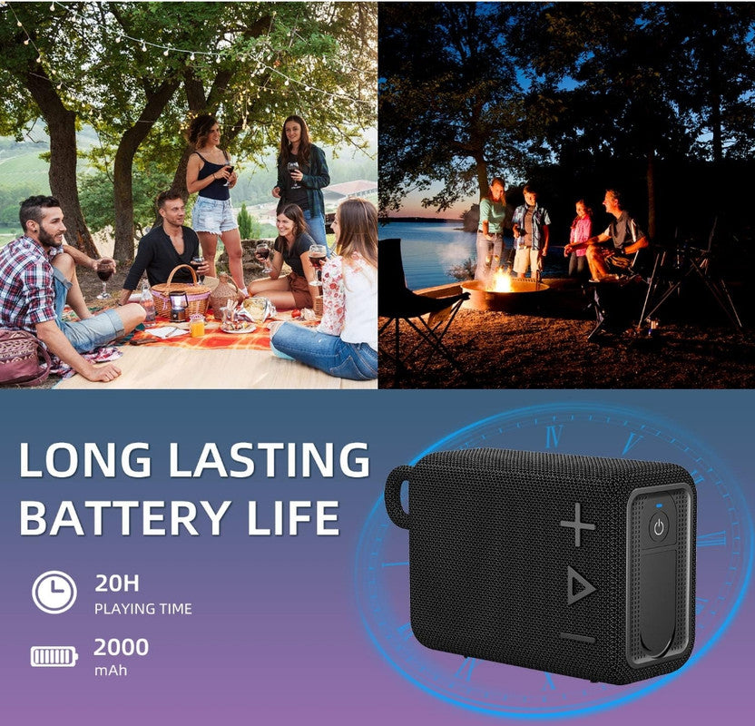 ROYQUEEN G30 Waterproof Portable Bluetooth Speaker with Rich Bass & 20H Playtime – Perfect for Outdoor Adventures, Showers, and Travel (Black)