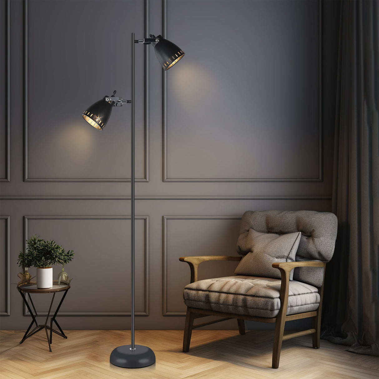 Audrey Adjustable Floor Lamp - Sleek Black Design