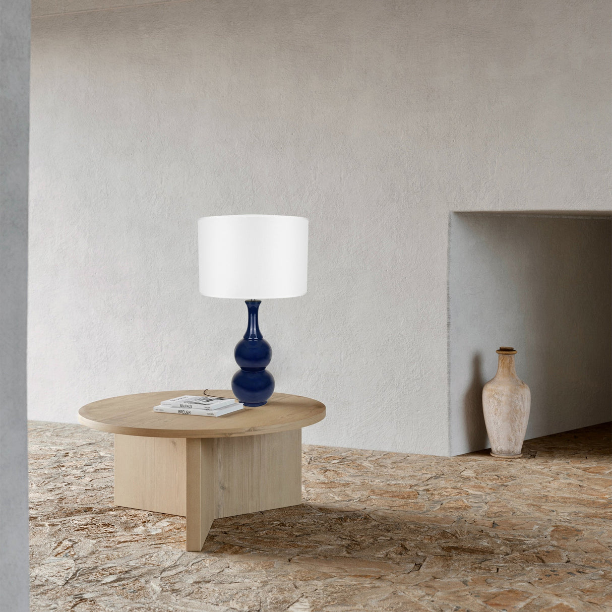 Ceramic Pottery Table Lamp - Deep Blue Design