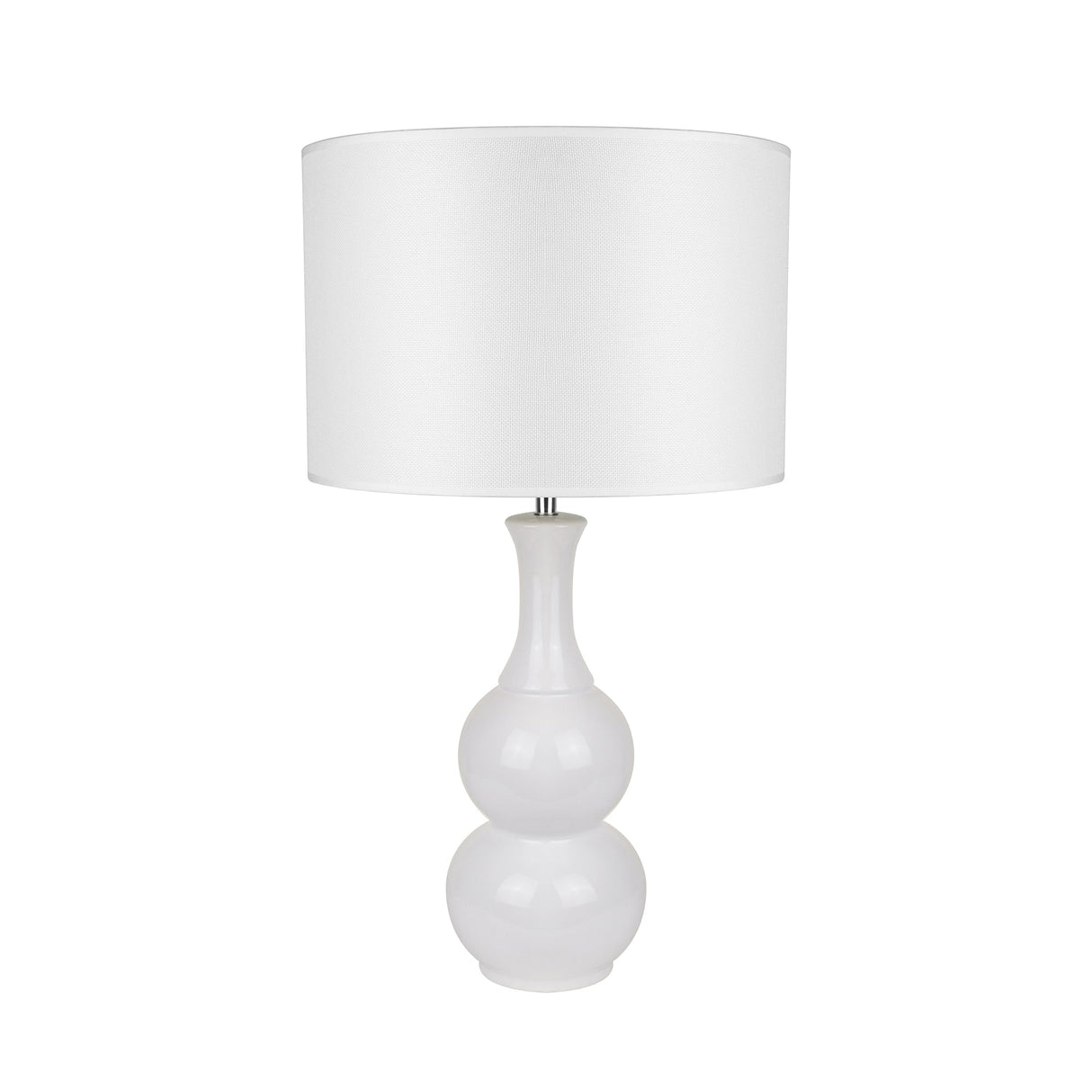 Elegant White Ceramic Table Lamp with Spindle Neck Design