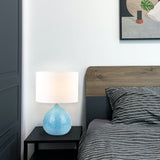 Boden Blue Ceramic Table Lamp with Glossy Finish