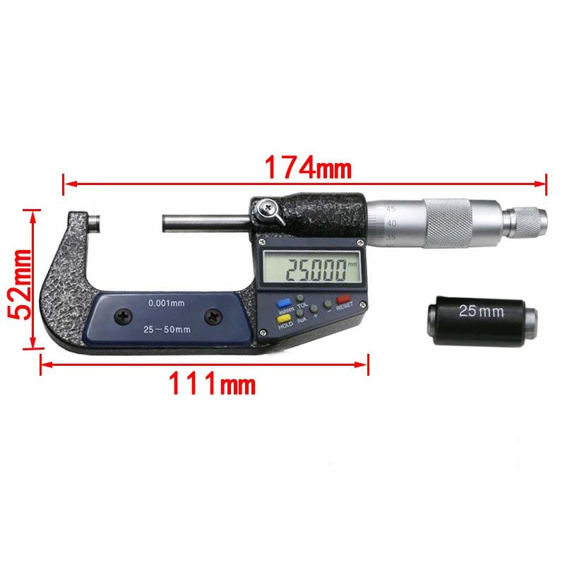 Electronic Digital Micrometer - 25-50Mm 0.001Mm Resolution