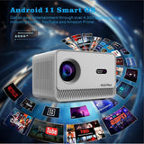 Android 11 Projector With Wifi Bluetooth And Hd Resolution For Home Cinema - Close-Up Angle