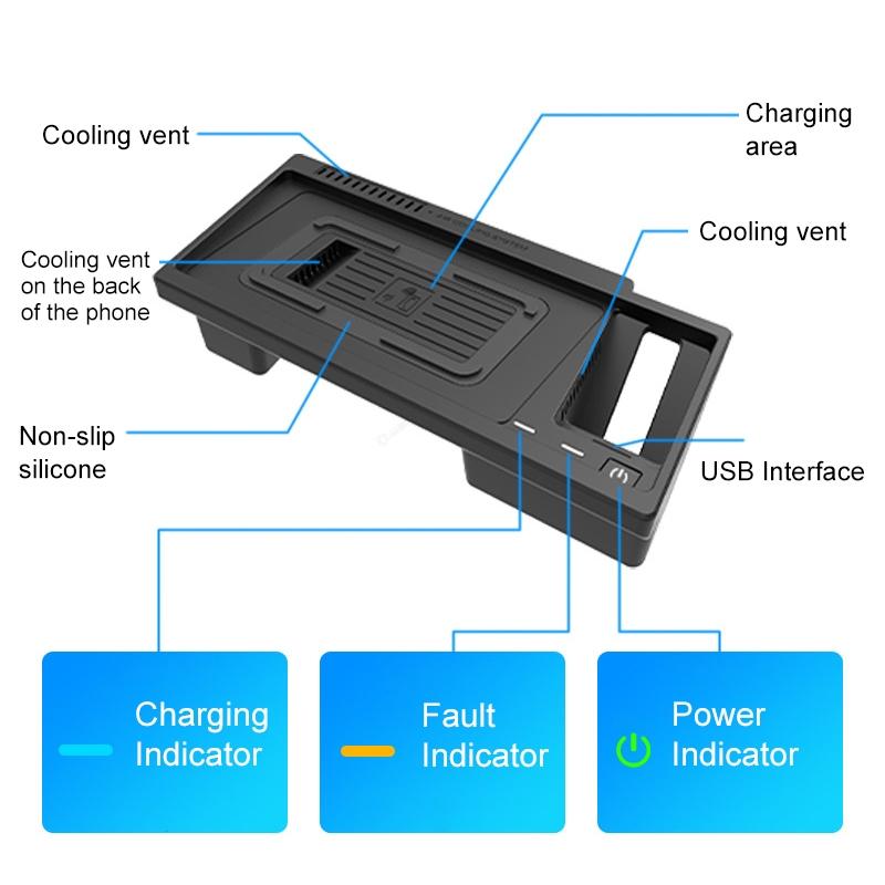 10W Wireless Charger For Volkswagen Teramont 2021 - Qi Standard Quick Charging