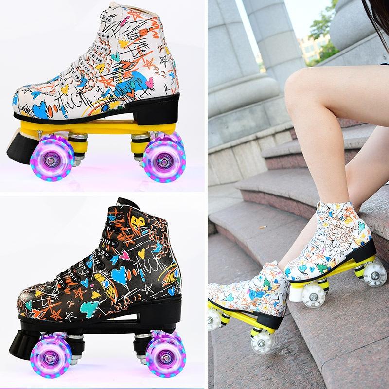 Flash Wheel Roller Skates For Adults - White Size 43