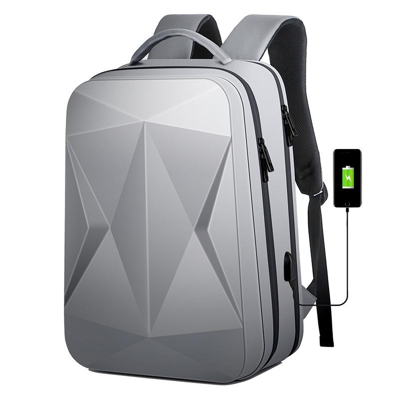 Waterproof Laptop Backpack With Usb Port - Large Capacity - Light Grey