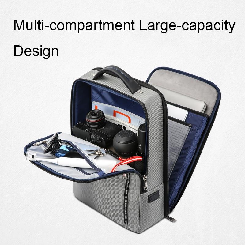 Silver Gray Multifunctional Anti-Theft Laptop Backpack With Usb Charging Hole