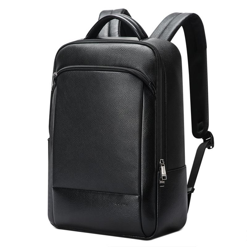 Large Business Laptop Backpack In First-Layer Cowhide - Black