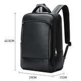 Large Business Laptop Backpack In First-Layer Cowhide - Black