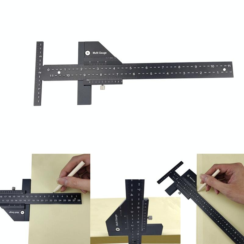 Multifunctional Aluminum Alloy Marking Ruler - T Type