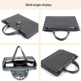 Waterproof Elastic Button Laptop Handbag - Pu Material - Black - 13.3/14 Inch - Top-Down View