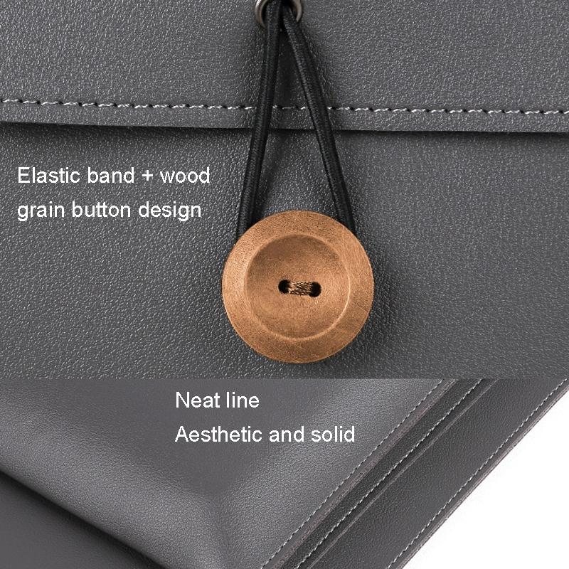 Waterproof Elastic Button Laptop Handbag - Pu Material - Black - 13.3/14 Inch