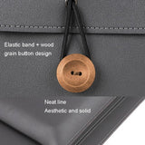 Waterproof Elastic Button Laptop Handbag - Pu Material - Black - 13.3/14 Inch - Rear View