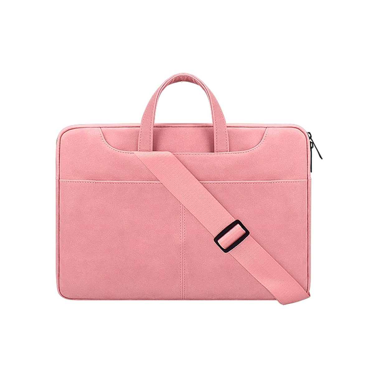 Detachable Shoulder Strap Business Laptop Bag - 14.1-15.4 Inch Frosted Pu - Pink