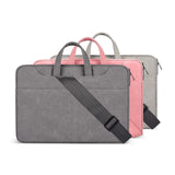 Detachable Shoulder Strap Business Laptop Bag - 14.1-15.4 Inch Frosted Pu - Pink