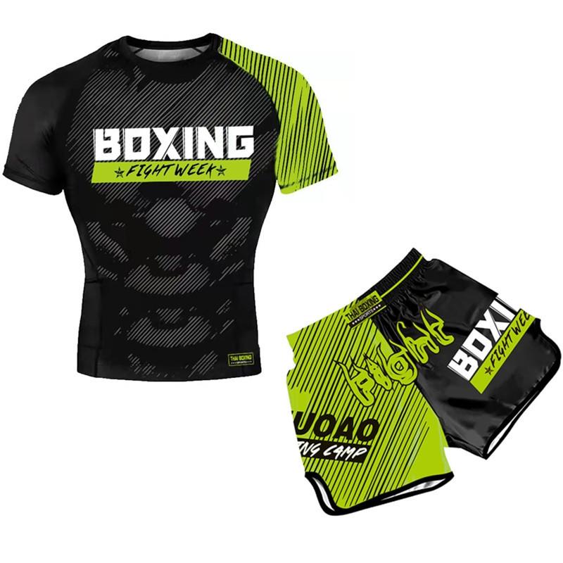 Kids Boxing Set - Sparring Shorts And Tights - Bright Green